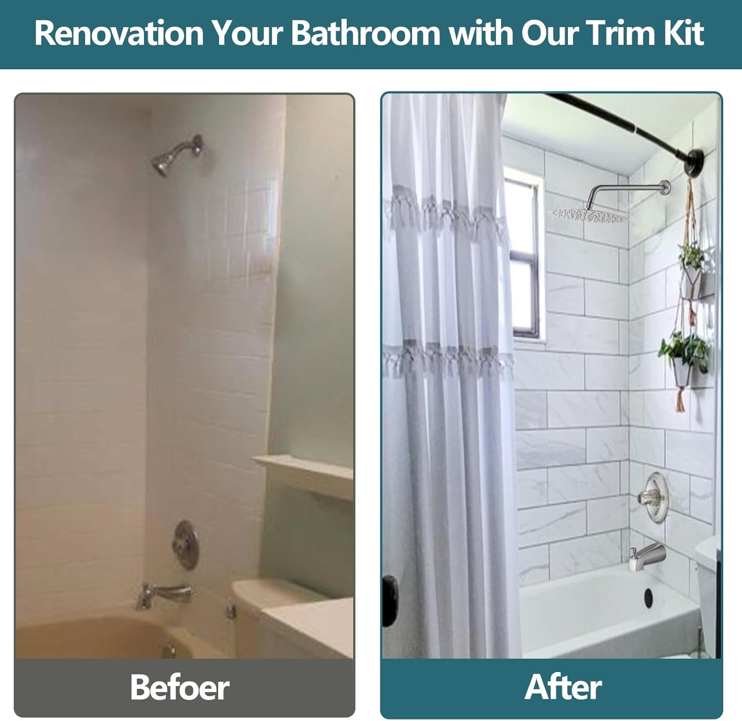 12" Rainfall Shower Faucet Tub Trim Kit for 13/14 Series, High Pressure Round Shower Head& Handle Set, Shower Faucet System, Brushed Nickel (Valve& Catridge Not Inclued)