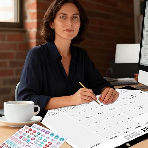 Miniatura 7 de Calendario de escritorio 2026 grande 22 x 17 pulgadas, calendario de pared Ougesi 2026-2027 cubre enero 2026 a junio 2027, suministros de oficina,