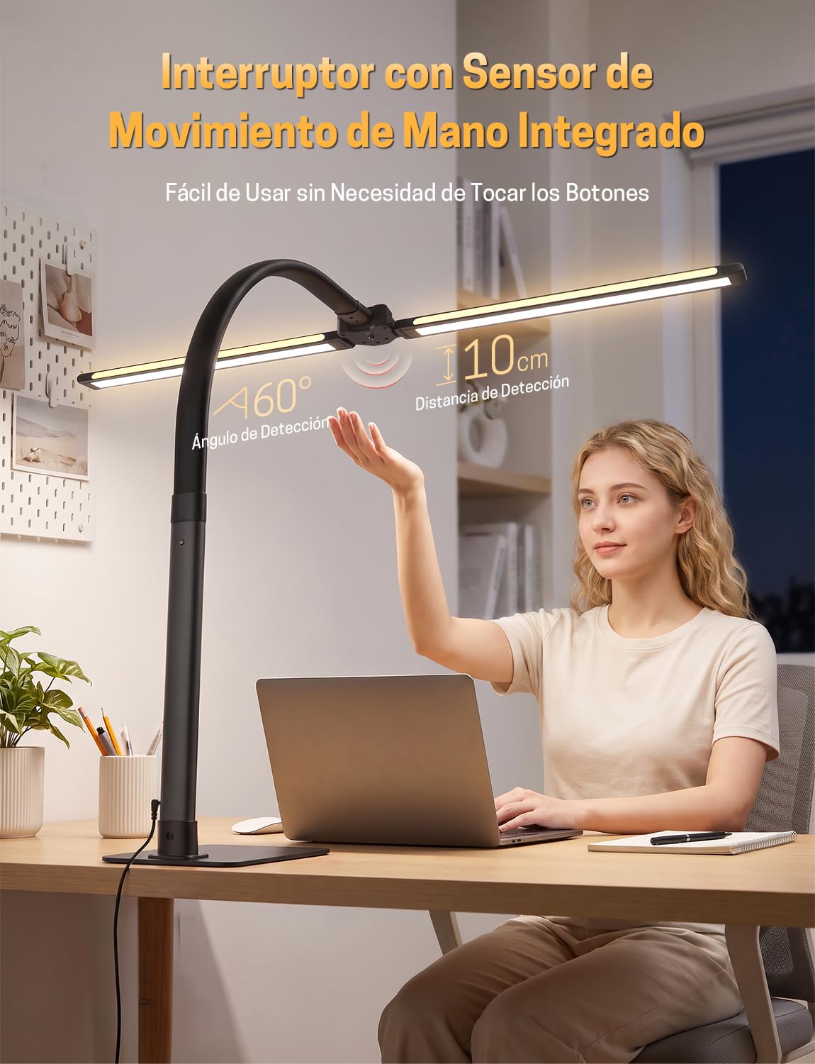 Lámpara de Escritorio LED Regulable 22W 1800LM – Base Mesa de Metal