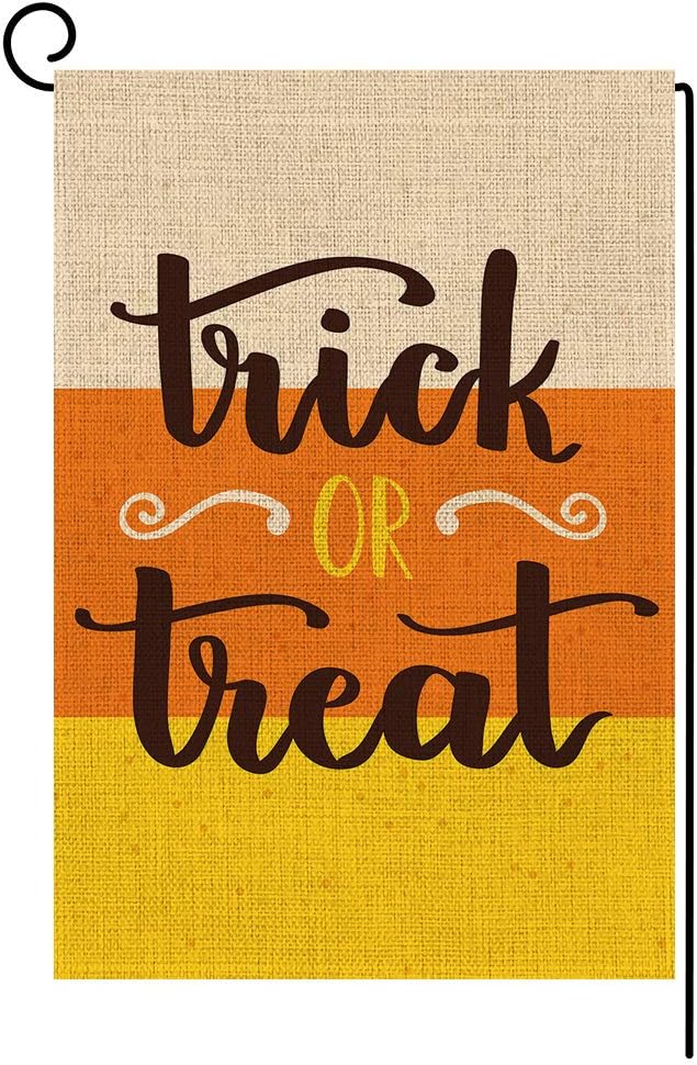 BLKWHT Trick or Treat Garden Flag Vertical Double Sided 12.5 x 18 Inch Halloween Yard Decor