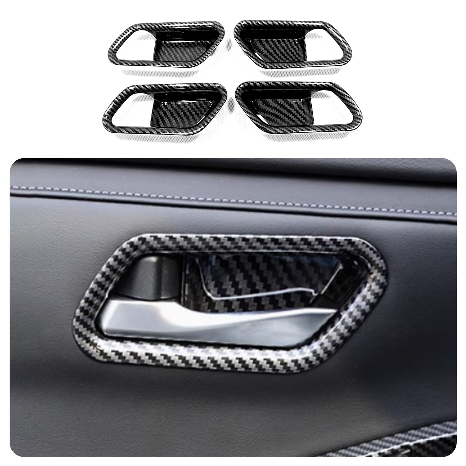 KELEIMAI Car Accessories Fit for Nissan Sentra 2020 2021 2022 2023 2024 2025 Interior Door Handle Bowl Decor Sticker Cover Trim (Carbon Fiber) 4PCS