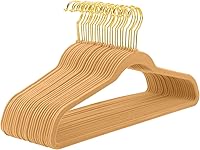 Vista 9 de MIZGI Perchas de Terciopelo Marfil Paquete de 60, Perchas Premium Doradas para Ropa Antideslizantes de Fieltro, Percha Resistente Marfil de Servicio