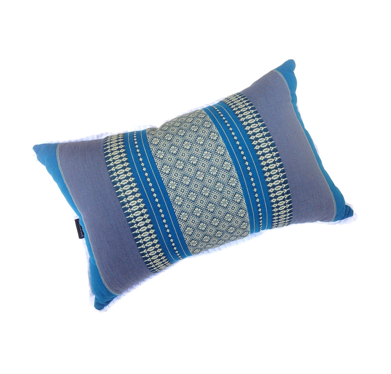 Collumino Traditional Thai Kapok Yoga and Meditation Support Pillow Large Rectangle size 45 x 28cm (Blue)