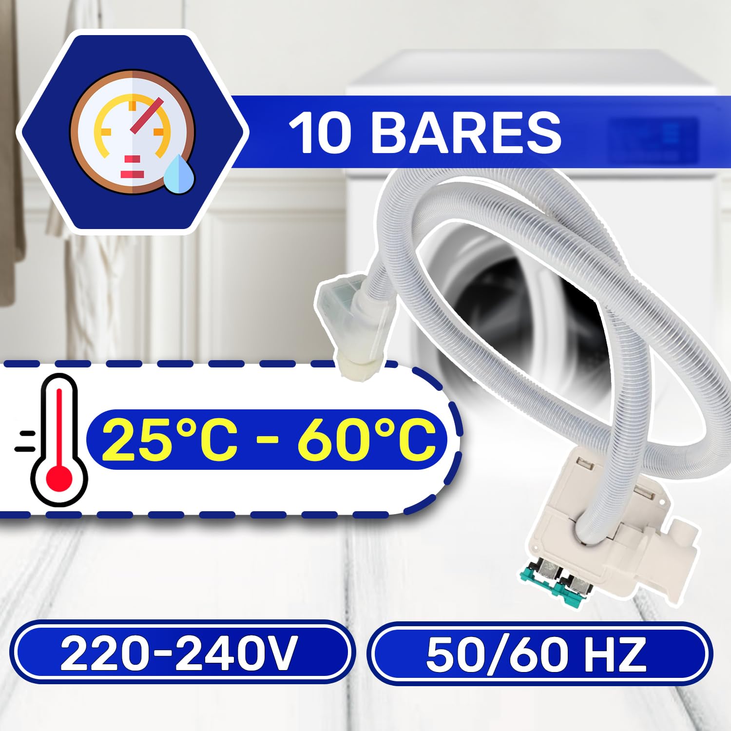 Manguera Lavadora con Aqua Stop con Código Original 00667327 para Bosch | Garantía de 10 Años - MONTERAL