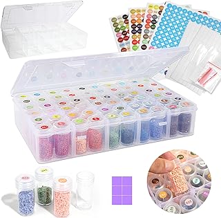 Diamond Painting Storage Containers Box, 60 Girds Bead Organizer Diamond Dots Storage Case with Diamond Painting Labels for Diamond Art Storage, Crafts Organizer for Diamond Painting Accessories