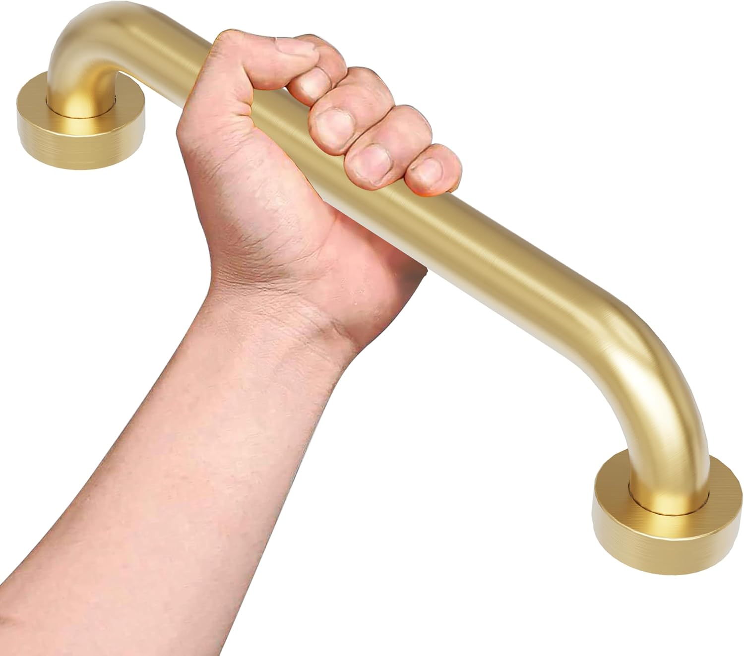 16 Inch Anti Slip Shower Grab Bar Brushed Gold, Bathroom Grab Bar, Knurled Bathroom Balance Bar,Safety Hand Rail Support Handicap Elderly Injury Senior Assist Bath Handle
