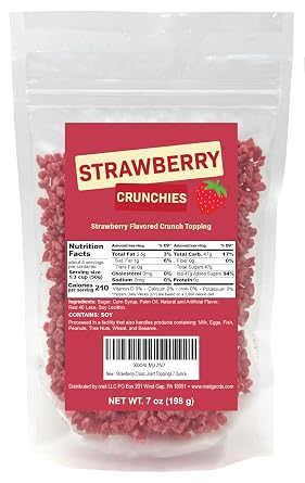 Strawberry Crunch Toppings, Crunchies Ice Cream, Froyo, Red Cupcakes Toppers, Frappe and Dessert Toppings, Strawberry Crumbles, 7 Ounce