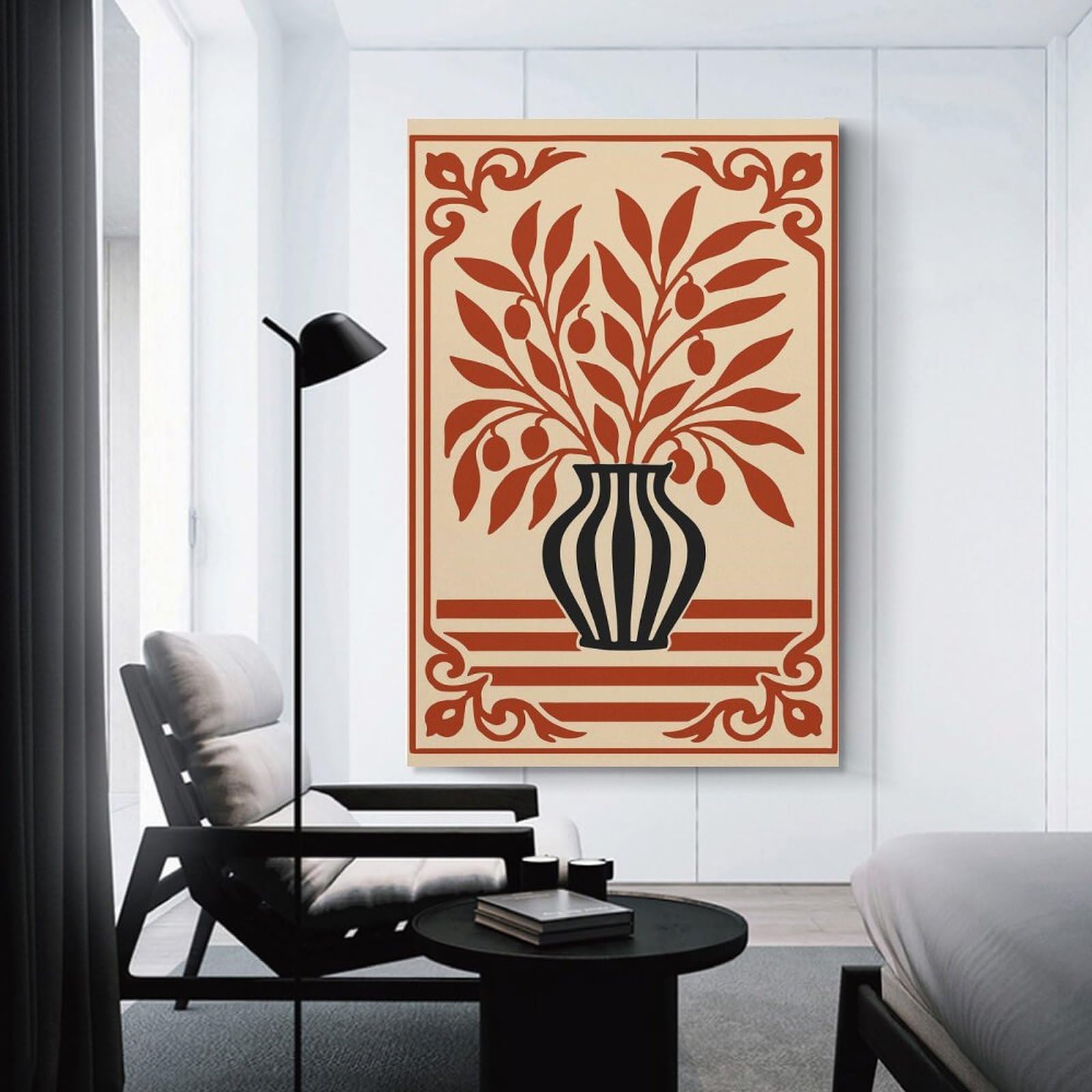 Junmoney Room Decor Wall Art Art Nouveau Floral Vase Illustration, 20x30inch(50x75cm), for Flats, Guest Rooms Or Compact Rooms, Wall Decor with Flexible Room Appeal