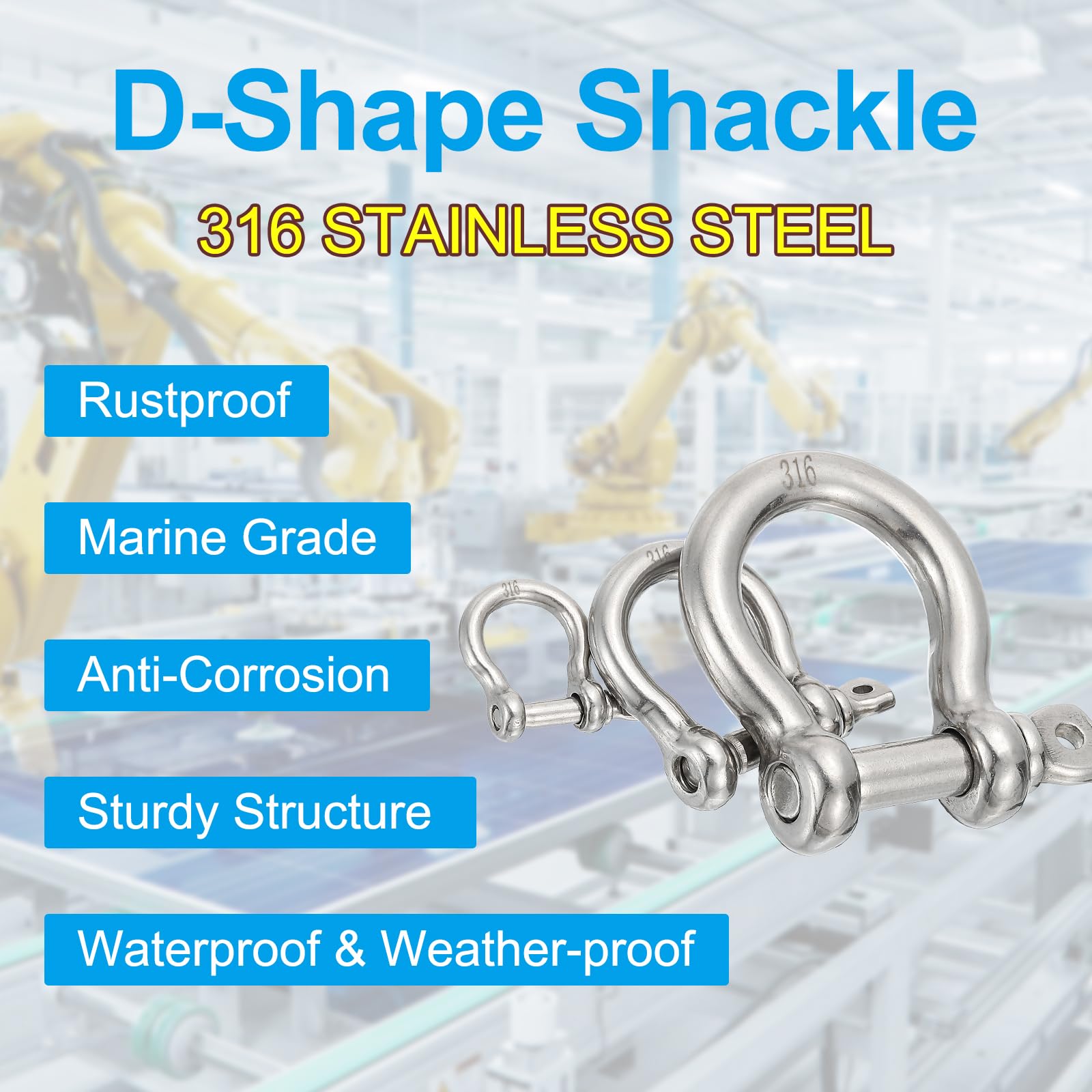 PATIKIL Lot de 2 manilles à goupille à vis M6 de 6,35 mm, 200 kg, en acier inoxydable 304 pour chaînes, câbles métalliques, extérieur, argenté PATIKIL Lot de 2 manilles à goupille à vis M6 de 6,35 mm, 200 kg, en acier inoxydable 304 pour chaînes, câbles métalliques, extérieur, argenté