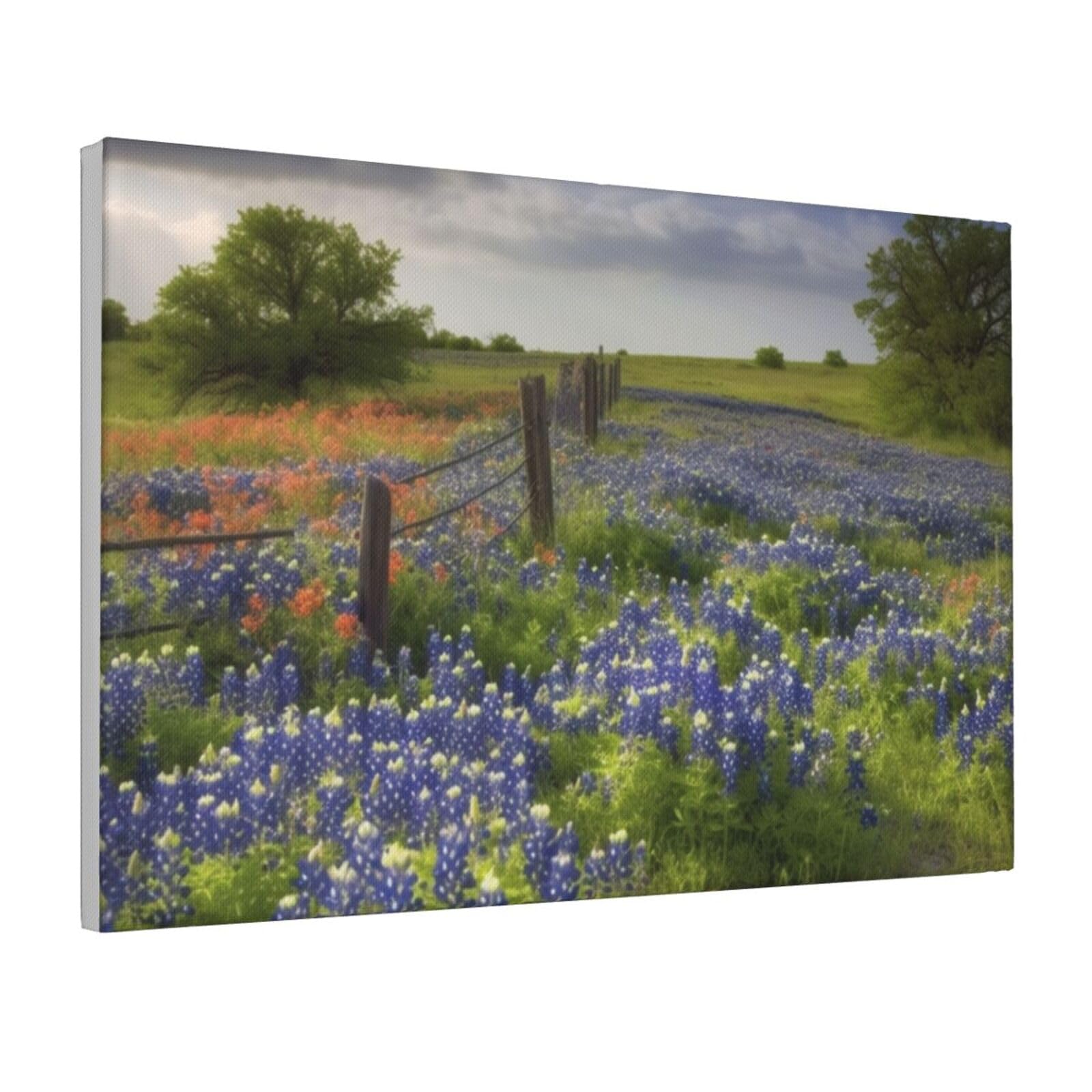 Framed Wall Art for Living Room Art Work, Texas Bluebonnets Scenery Picture Prints Modern Office Wall Paintings Poster Aesthetic Wall Decorations for Home Decor Ready To Hang 8"x12"