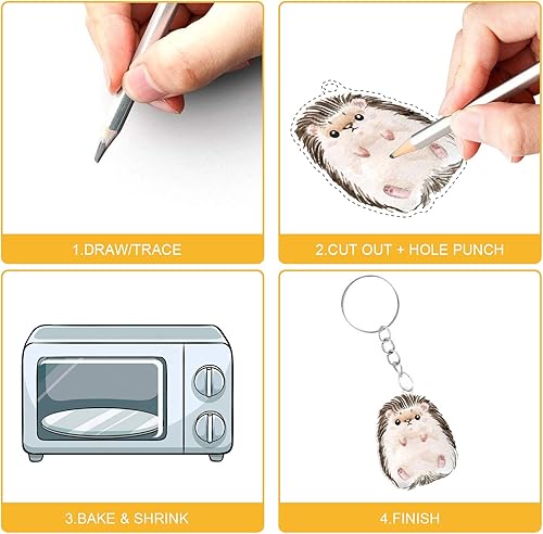 Miniatura 6 de Rawskro El kit de hojas de plástico retráctil de 155 piezas incluye 30 piezas de papel de arte retráctil con 125 accesorios para llaveros, crea tus