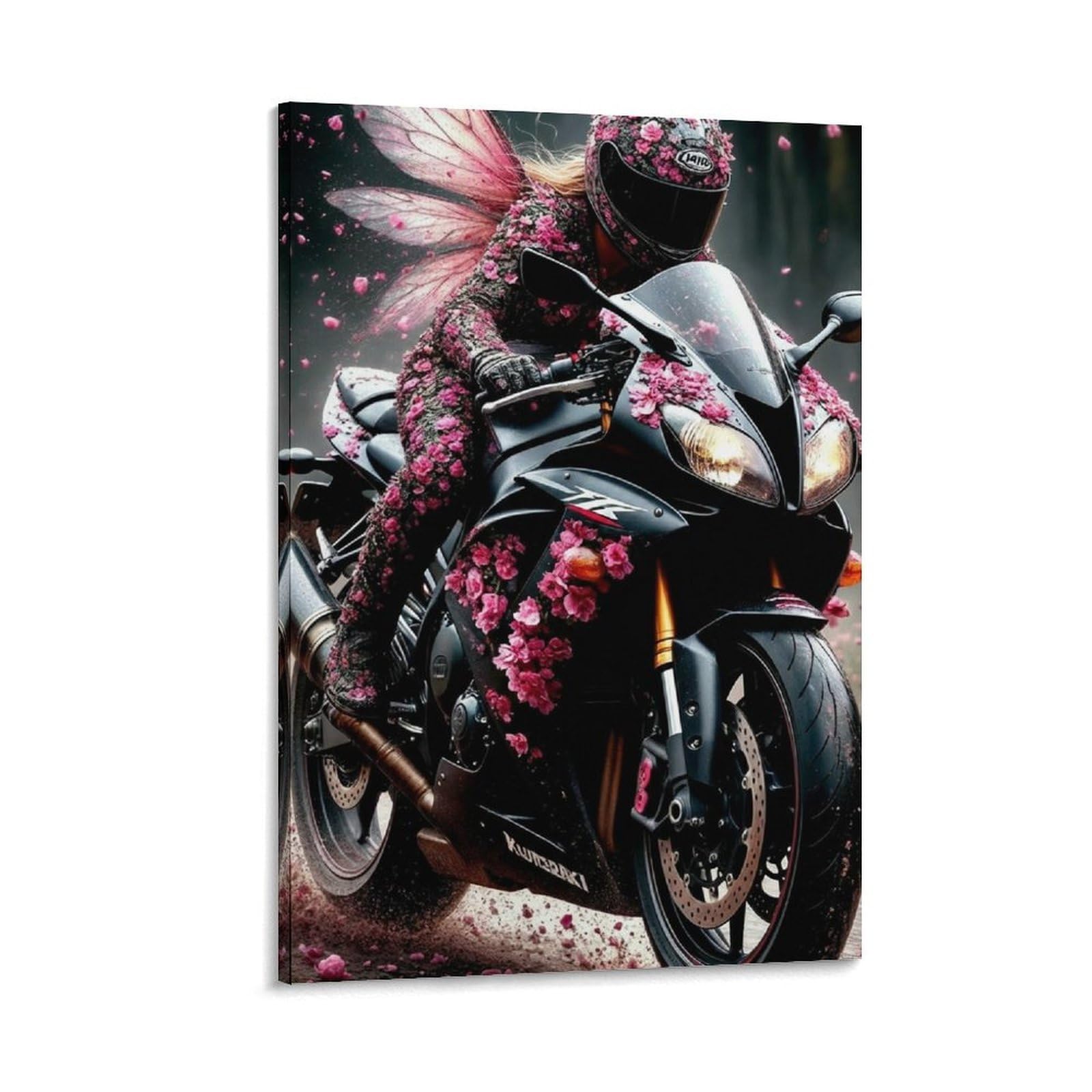 DHBANEIOK Fairy Rider Motorcycle Poster Artwork Giclee Canvas Prints Modern Wall Art Picture Wall Hanging for Bathroom Wall Decor 20x30inch(50x75cm)