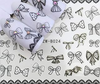 Plus Size Appeal Full Sheet Black Bows Nail Stickers - Salon Quality Nail Art Nail Wrap Nail Decals - 1 Sheet
