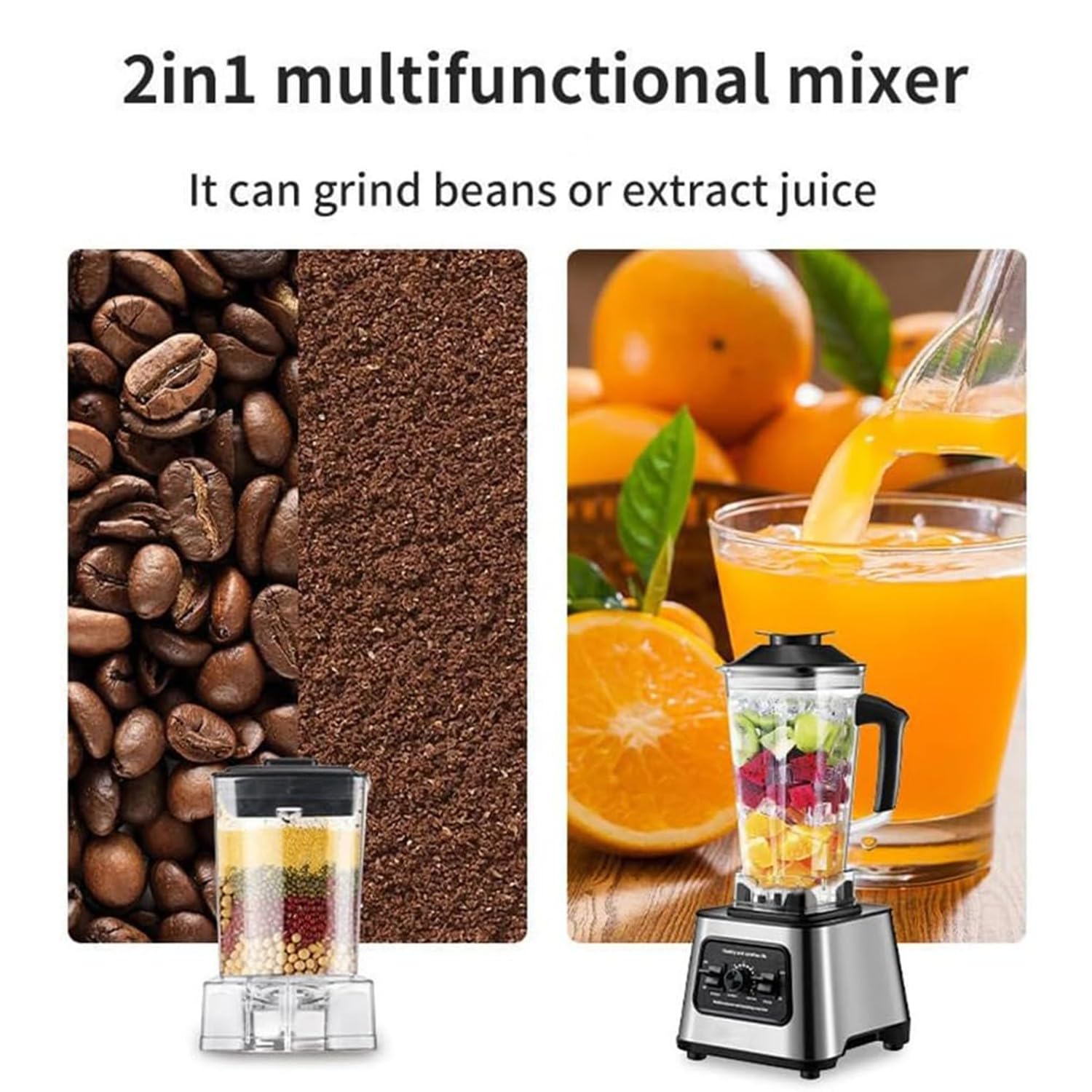 Blender do smoothie 2,5L, mikser i młynek z 4 ostrymi stalowymi nożami, 15 prędkości, funkcja samoczyszczenia, blendery do kuchni
