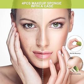 Makeup Sponge DUAIU Beauty Blending Sponges 4pcs Foundation Sponges Latex Free Makeup Blenders Beauty Sponges with Sponge Storange Box (Avocado Green)