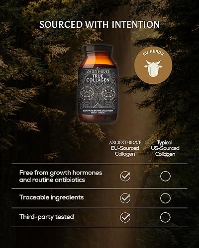 Miniatura 7 de Ancient + Brave True Collagen Powder 7.05oz (Ap 33 porciones), péptidos de colágeno alimentados con pasto de la UE, proteína en polvo altamente