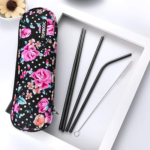 Miniatura 3 de Utensilios de viaje, juego de cubiertos reutilizables para llevar, juego de cubiertos portátiles con una funda de transporte impermeable para