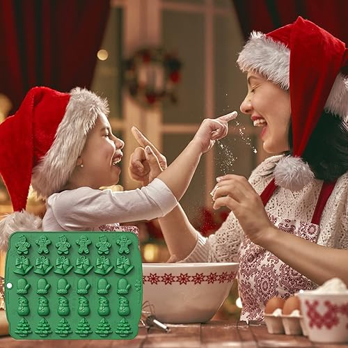 Miniatura 6 de Molde de silicona para chocolate de Navidad, 1 paquete de 30 cavidades de silicona de Navidad, molde de jengibre para dulces, herramienta para