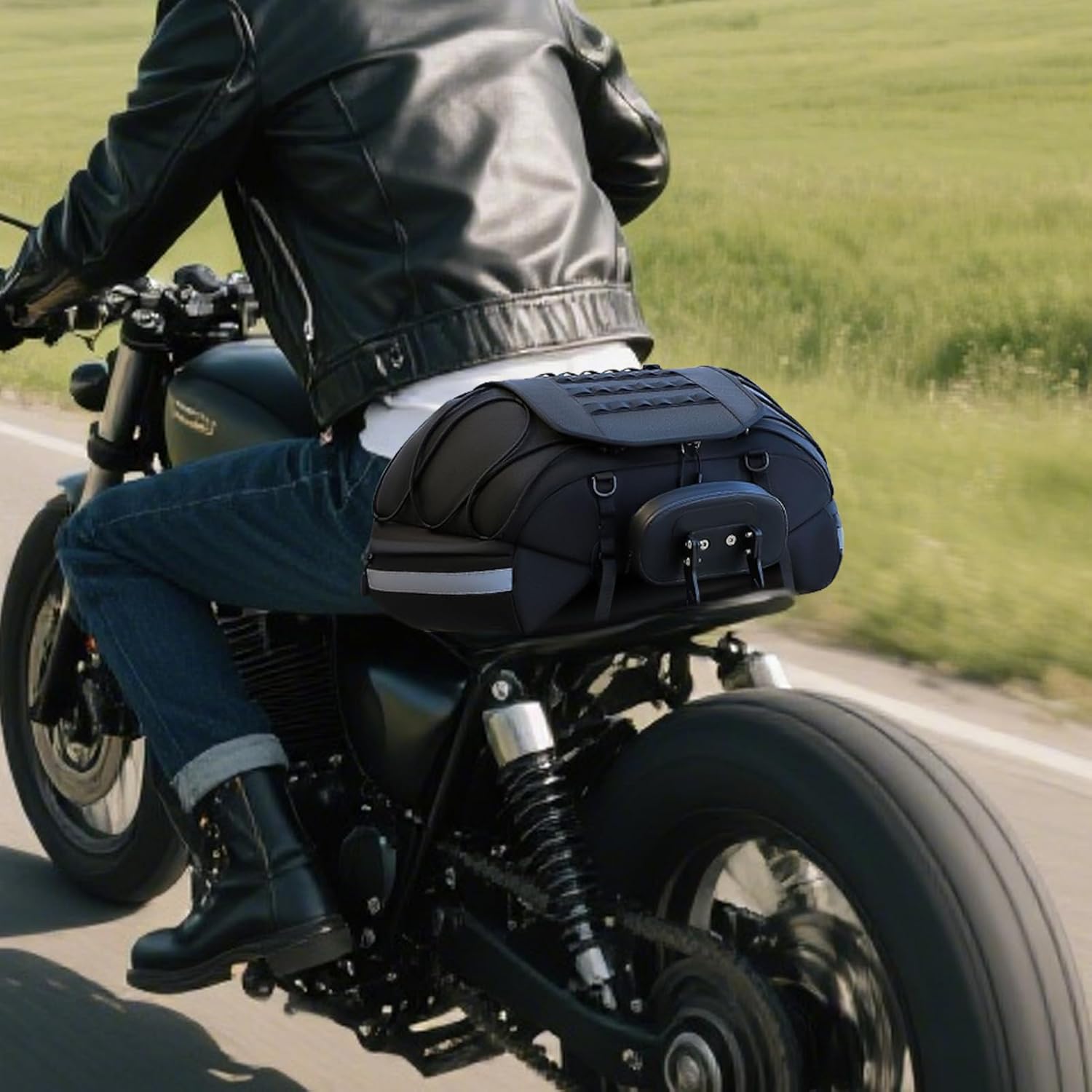 リアバッグ モーターサイクル - バイク旅行用サドルバッグ リフレクター付き調整可能荷物 - 全天候反射型防水サドルバッグ雨の日旅行