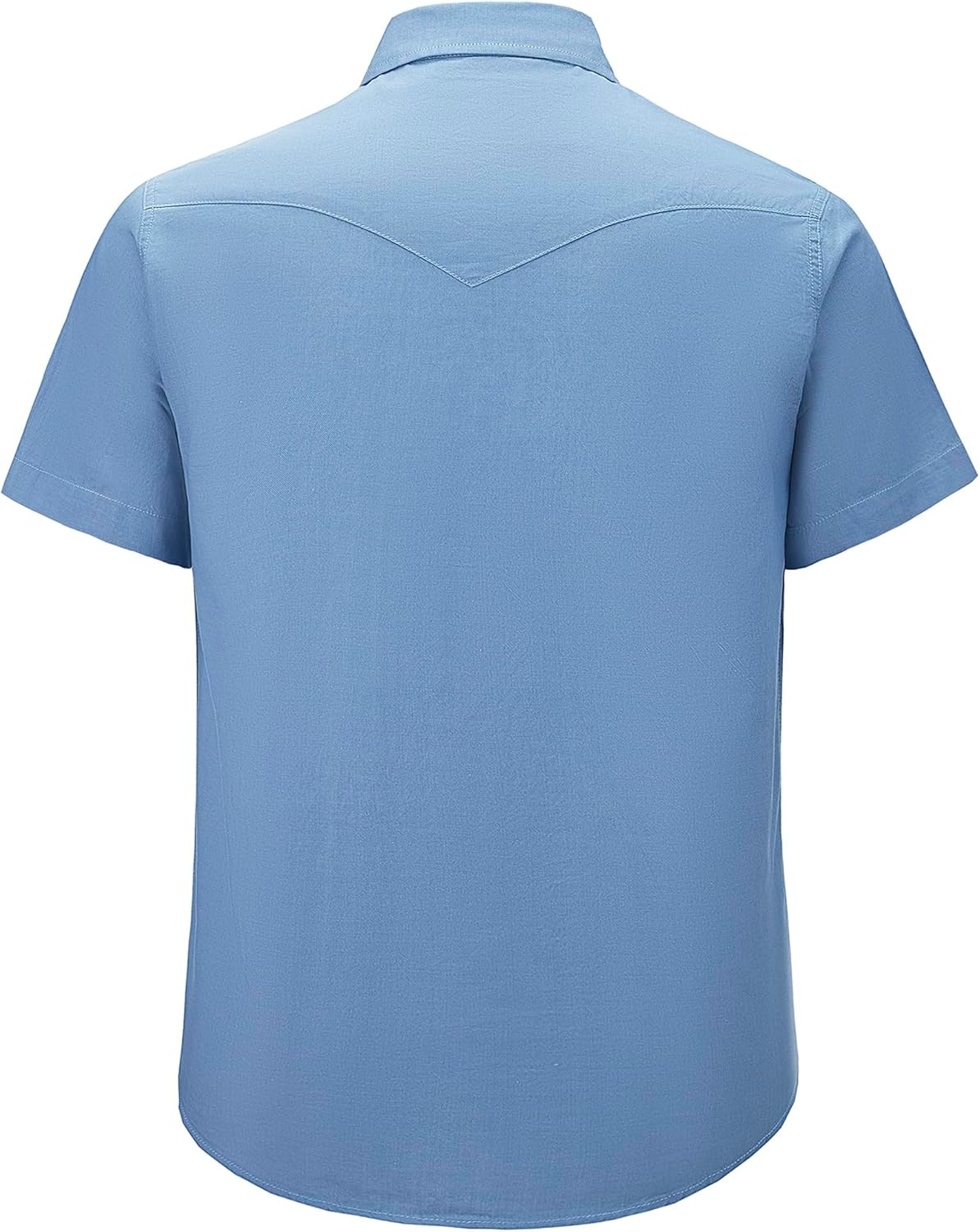 COEVALS CLUB Mens Denim Western Cowboy Work Pearl Snap Button up Short Sleeve Regular Fit Shirts - Image 3