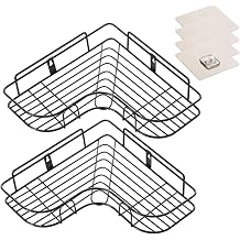 Corner Shower Caddy, 90 Degrees Right Angle Stainless Steel Wall Mounted Bathroom Shelf with Adhesive, Storage Organizer for Toilet, Dorm and Kitchen, Upgraded 2pcs