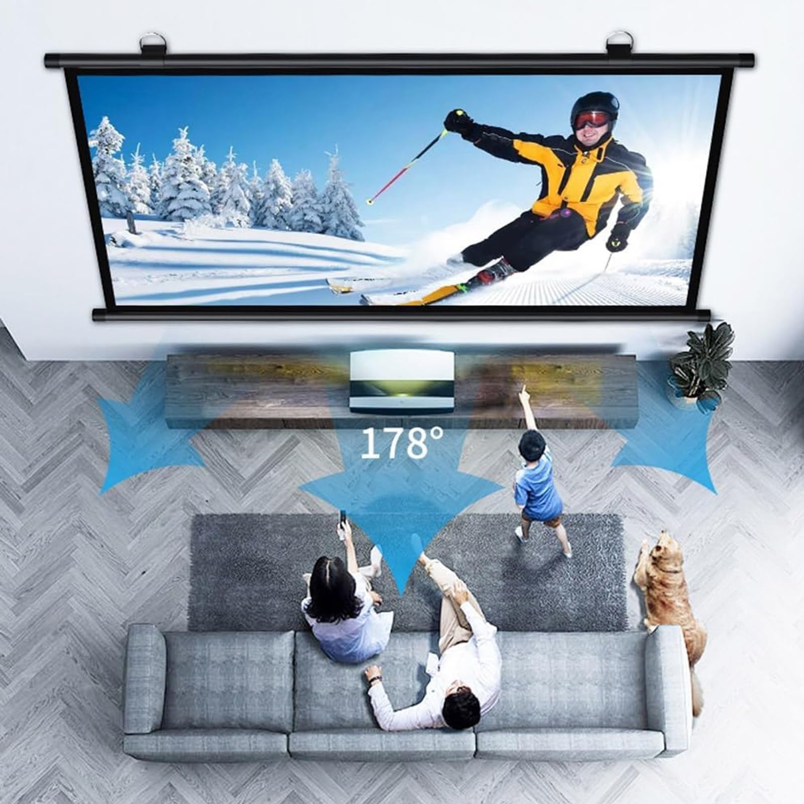 Amazon.co.jp: 手動吊り下げ式 プロジェクター スクリーン