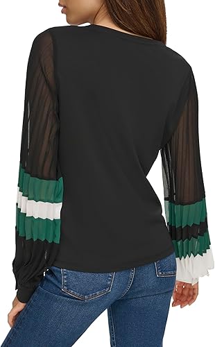 Miniatura 4 de Karl Lagerfeld Paris Blusa plisada de manga larga para mujer