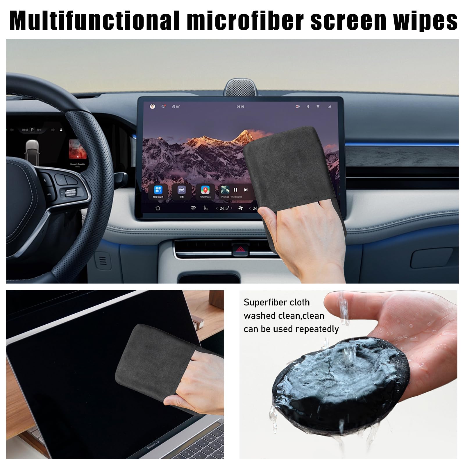 Car Screen Cleaner Microfiber Auto Screen Cleaning Pad Foldable Touch Screen Cleaner Cloth for Vehicle Dashboard LCD Display — view 4
