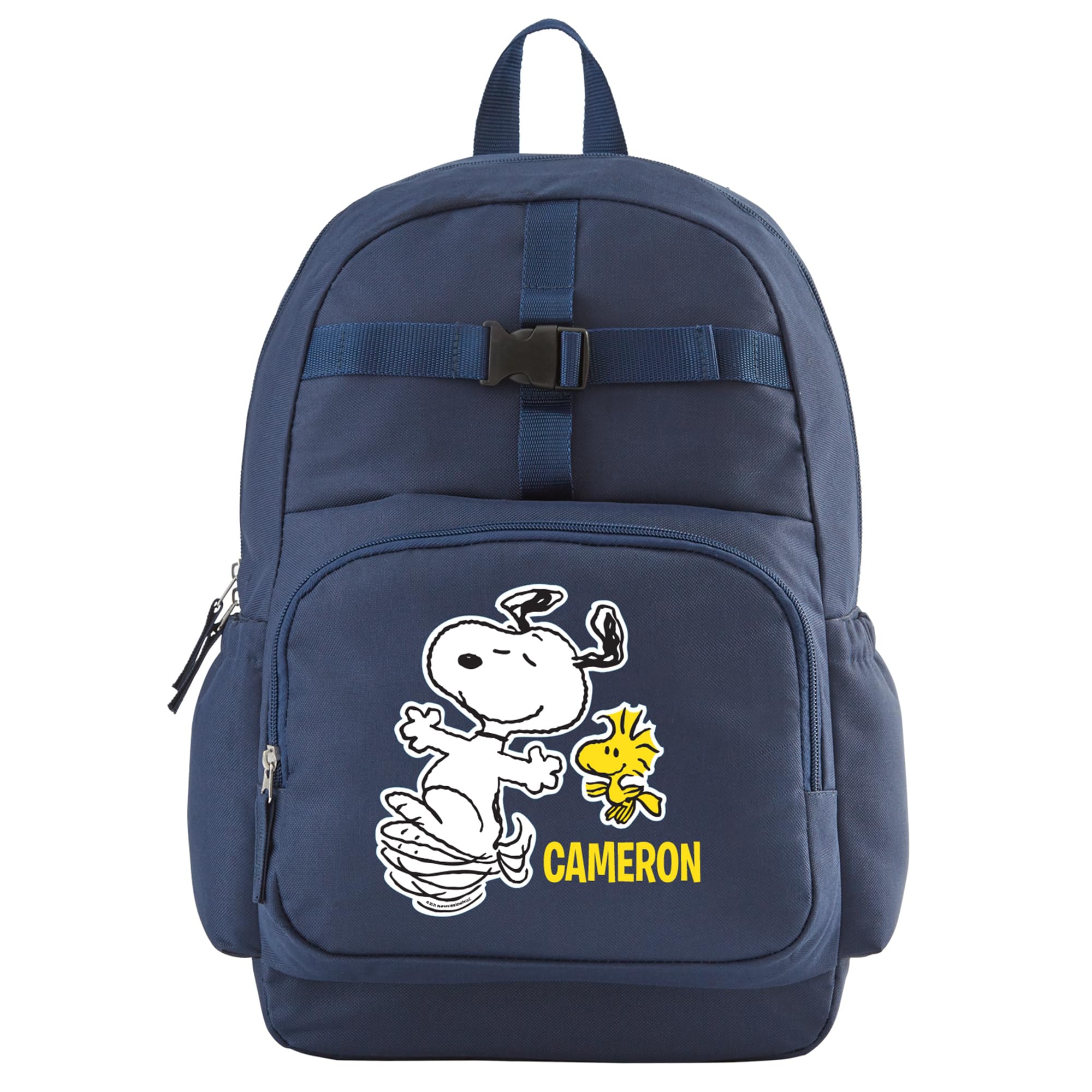 Let's Make Memories Kids Backpack for School - Personalized - PEANUTS SNOOPY Bookbag with Optional Lunch Box - Navy Blue - Happy Dance