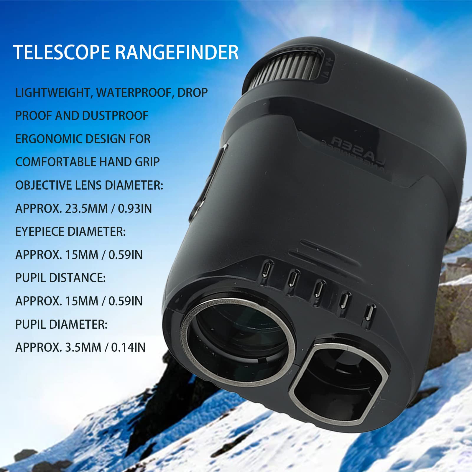 Telémetro Láser de Golf/Caza, Aumento 6X Vista Clara Mini Telémetro Láser Portátil de Distancia, Medida de Telémetro Láser LCD de Transmisión de Alta Precisión para Exteriores 800 M