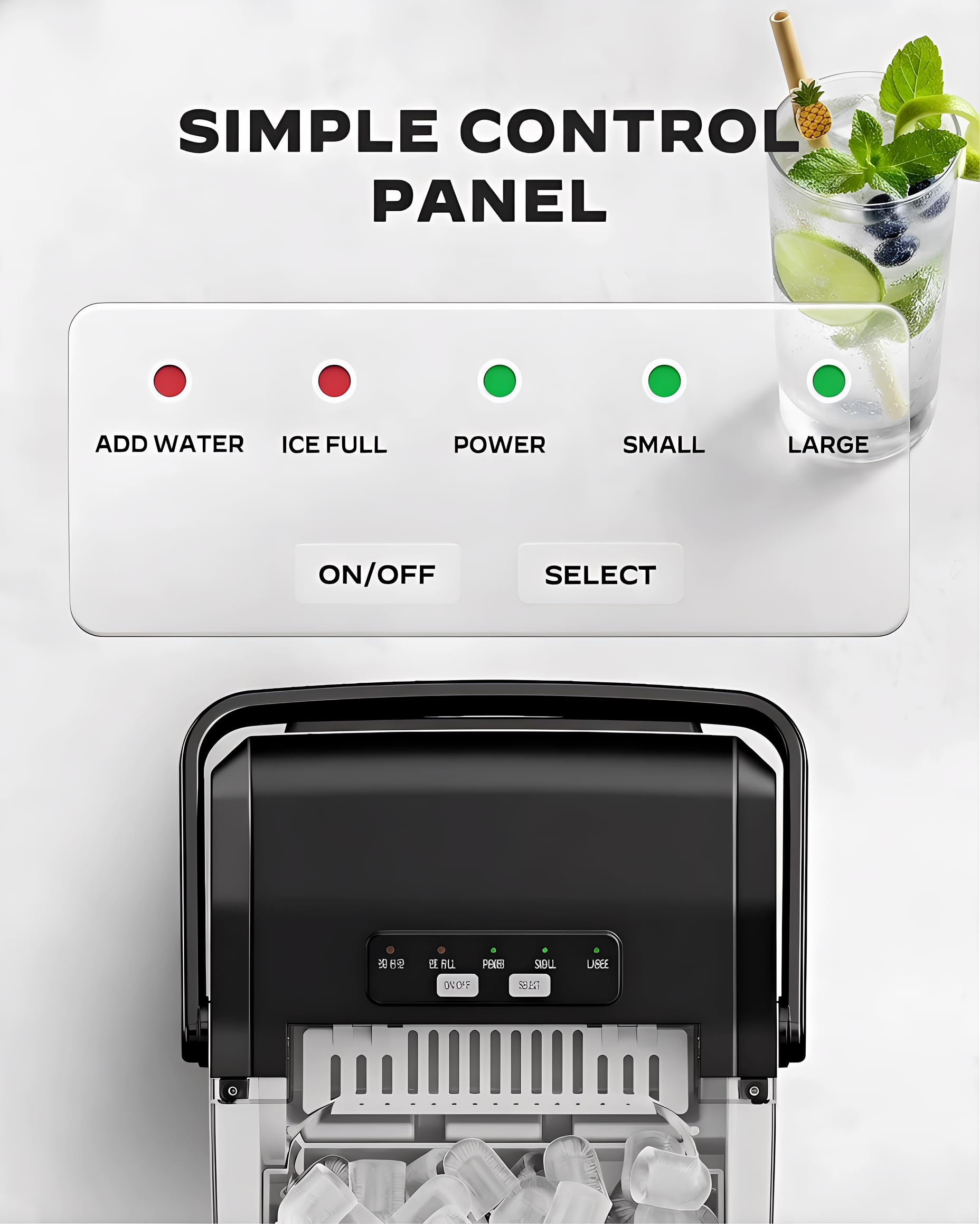 Silonn Countertop Ice Maker, 26 lbs/Day Fast Ice in 6 Mins, Compact Self-Cleaning Ice Machine for Home, Kitchen, Office & Parties, Black on Fridge.com