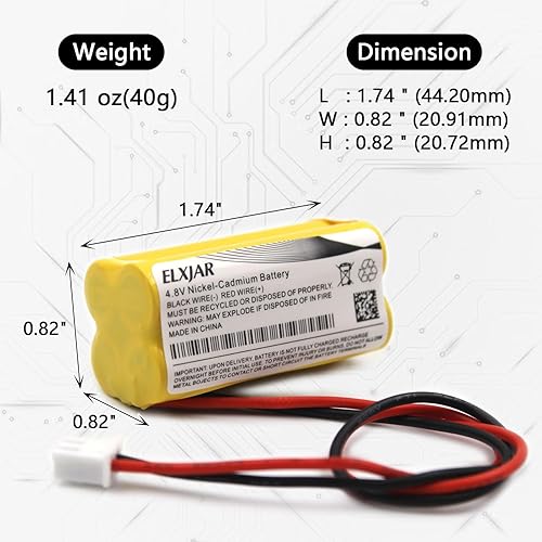 Vista 2 de elxjar Paquete de 2 baterías de repuesto para 4.8 V 350 mAh AAA Ni-CD para 48H465 Lumapro 6CGL4 6CGL3 Señal de salida UNITECH C14 ELSC-17923 2472948