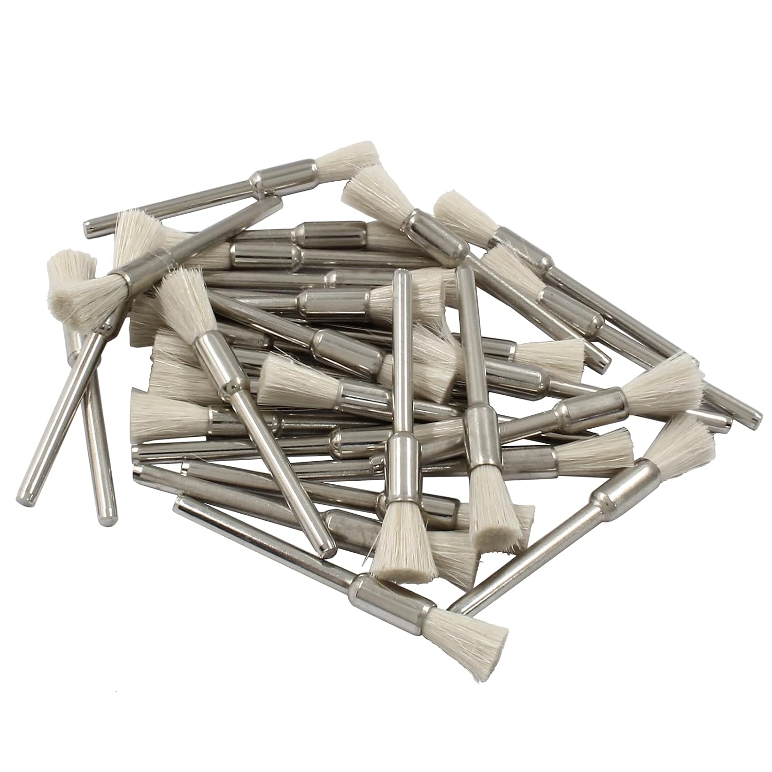 30Pcs Wool Cleaning End Brushes Pen, 3mm Mandrel Wire Bushes Set, Rust Paint Removal Bits Polishing Rotary Tool Accessories, 1/5" x 1/8" image 2