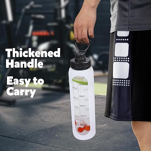 Miniatura 7 de GIEMIT Botellas de agua de vidrio de 32oz con funda de silicona, botellas de hidratación para beber, reutilizables, borosilicato, boca ancha,