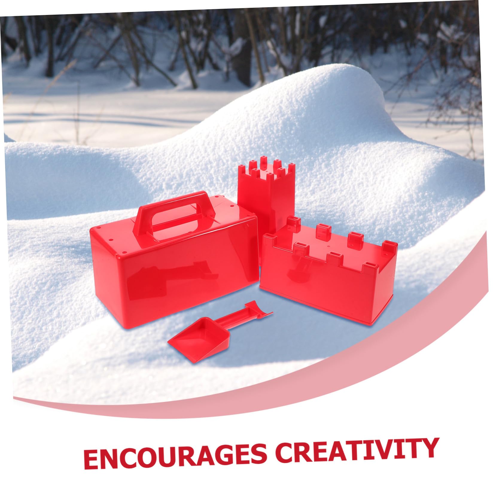 Juego de Moldes para Ladrillos de Nieve Resistente Heladas para Niños , Molde de Plástico Rojo Adecuado para Jugar al Aire Libre en Invierno