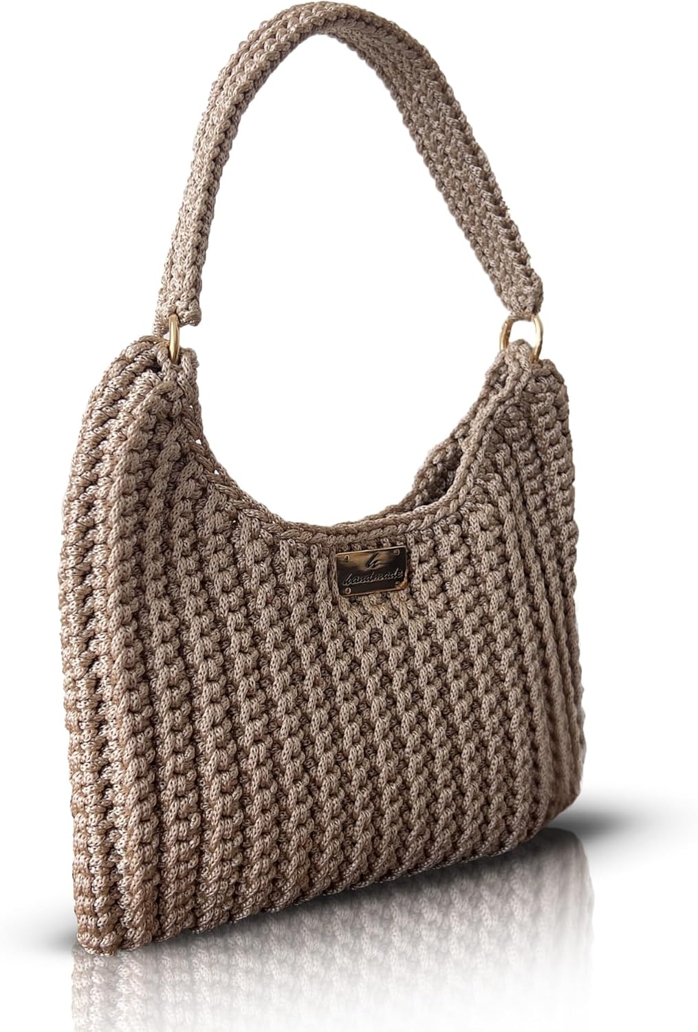 Handmade Clutch Crochet Shoulder Bag for Women | Gold Chain & Top Handle | Boho Knitted Purse | Elegant Evening & Casual Crossbody - Image 5