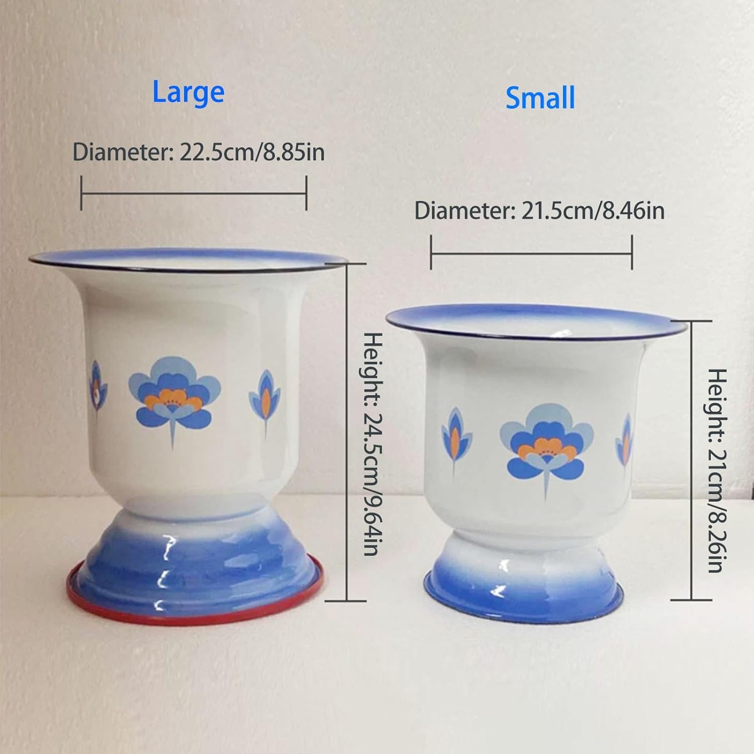 Urine Bottle，Male Urinal Enamel Spittoon Chamber Pots for Women and Men with Lid Urinal Bucket Toilet Bed Pans Handheld Portable Household Potty(Blue a,Large)