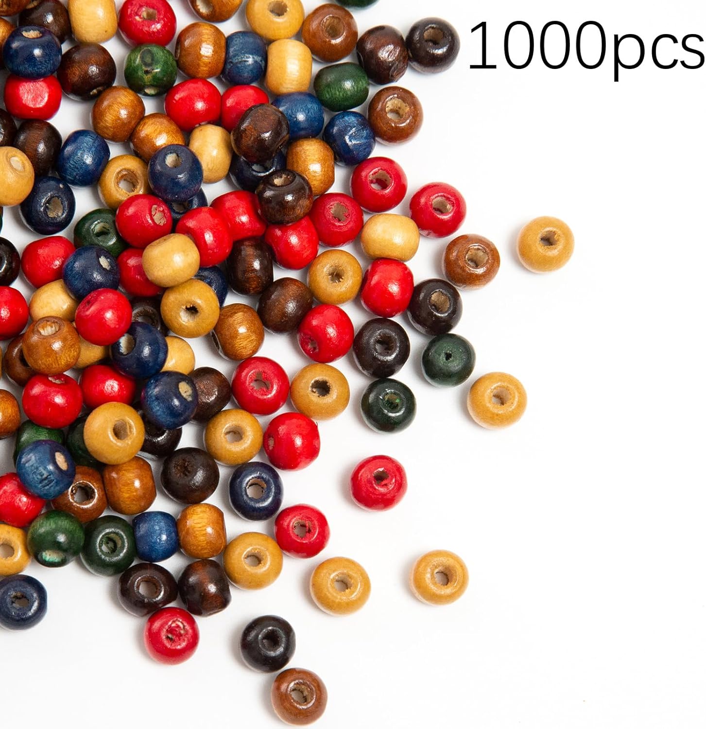 1000pcs Colorful Wooden Round Painted Wood Spacer Beads with Large Hole - Natural Wooden Round Handmade Craft Beads for DIY Jewelry Bracelets Making (8mm) - Image 2