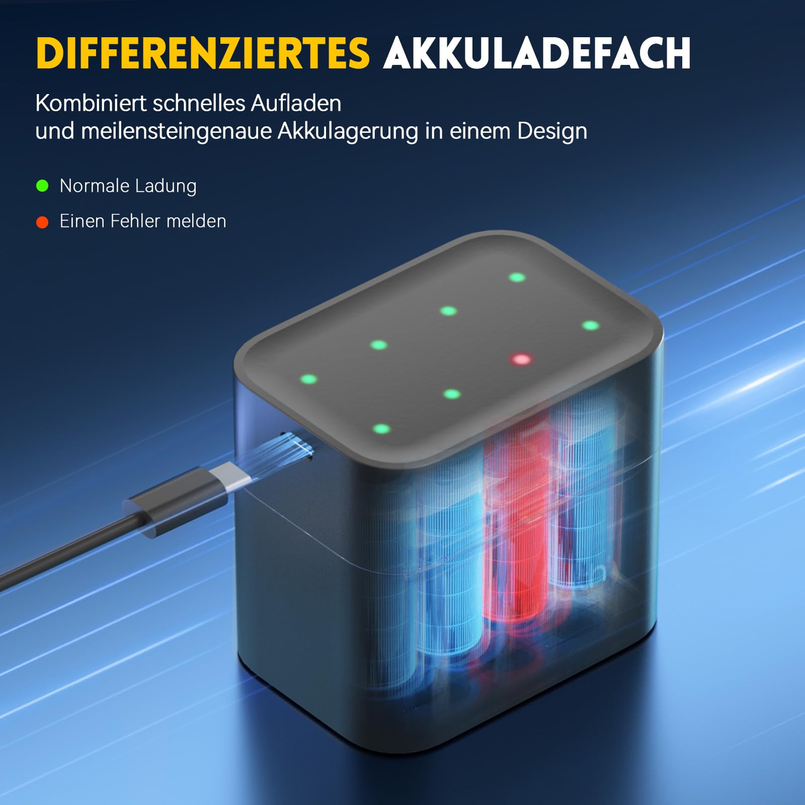 Wiederaufladbare Lithium Akkus AA 8-Pack mit Ladegerät, 3000mWh Hohe Kapazität 1.5V AA Batterien