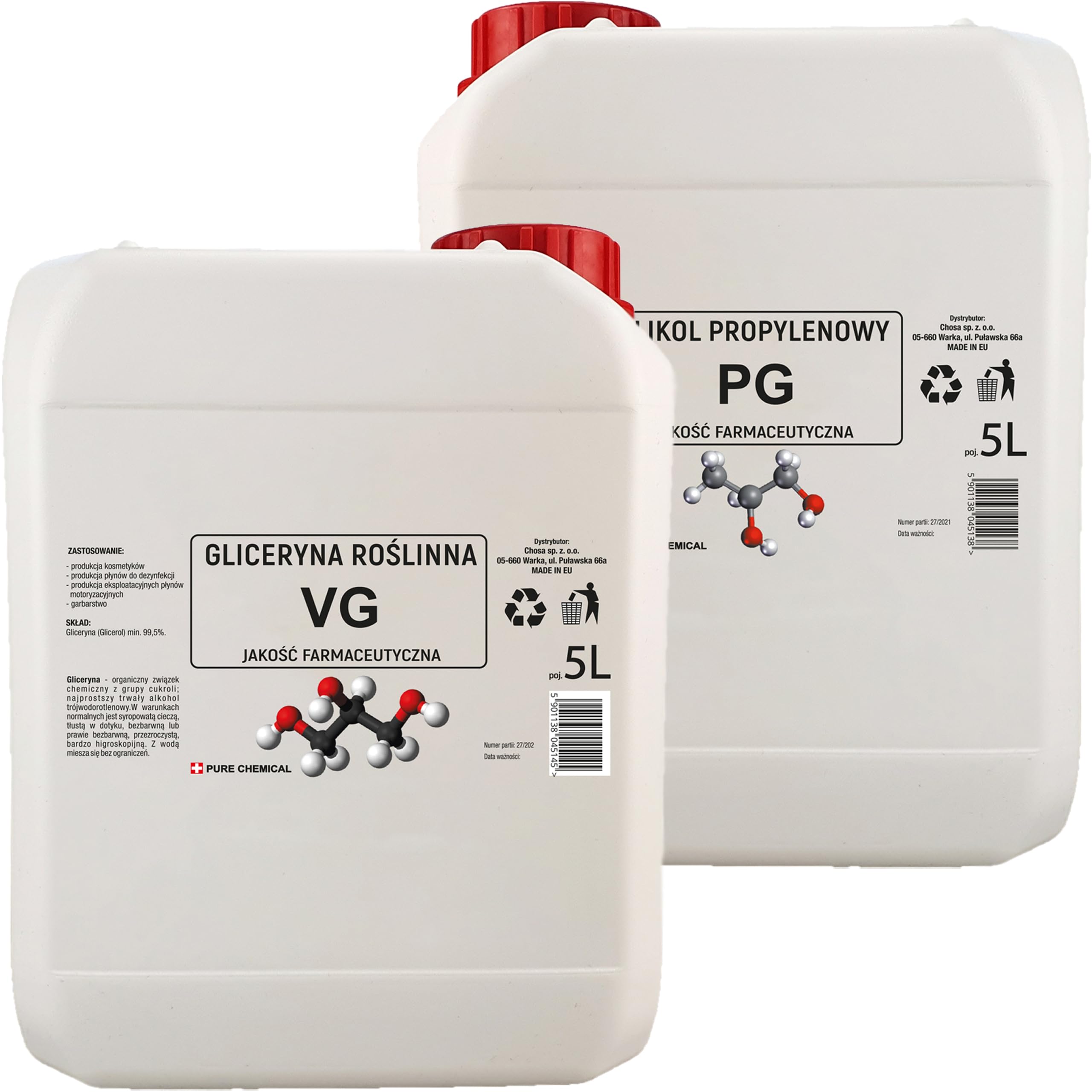 CHOSA Pflanzliches Glycerin + Propylenglykol Flüssig 2 x 5l Set