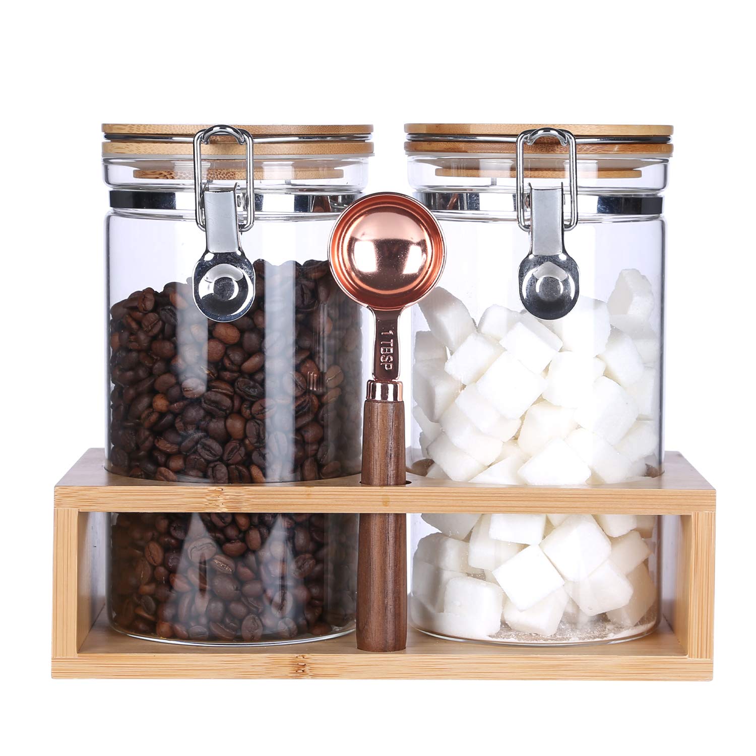 Buy KKC Glass Storage Jars with Spoon,Glass Coffee Bean Storage