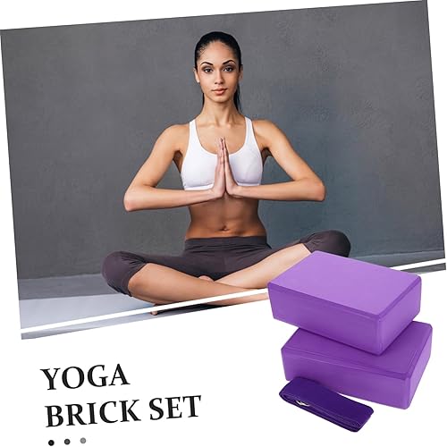 Miniatura 8 de STOBAZA Juego de 3 bloques de yoga de espuma EVA con correa, ladrillos de ejercicio compactos ligeros para estirar, flexibilidad, equilibrio y