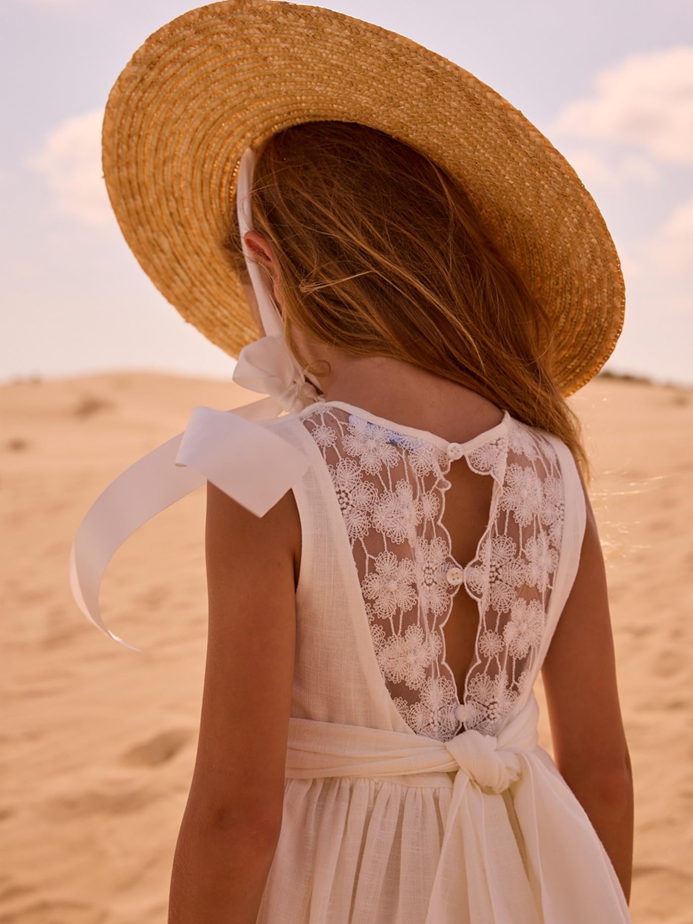 Mayoral Vestido puntillas para niña Crudo