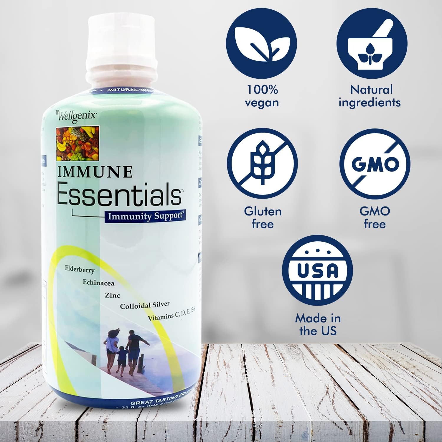 Wellgenix Immune Essentials – 12 in 1 Natural Immune System Support Supplement - Liquid Nutritional Multivitamin - Boosts Immune System and Overall Health For Kids & Adults - Fruit Punch Flavor 32 oz - Image 4