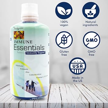 Wellgenix Immune Essentials 12 in 1 Natural Immune System Support Supplement - Liquid Nutritional Multivitamin - Boosts Immune System and Overall Health For Kids & Adults - Fruit Punch Flavor 32 oz