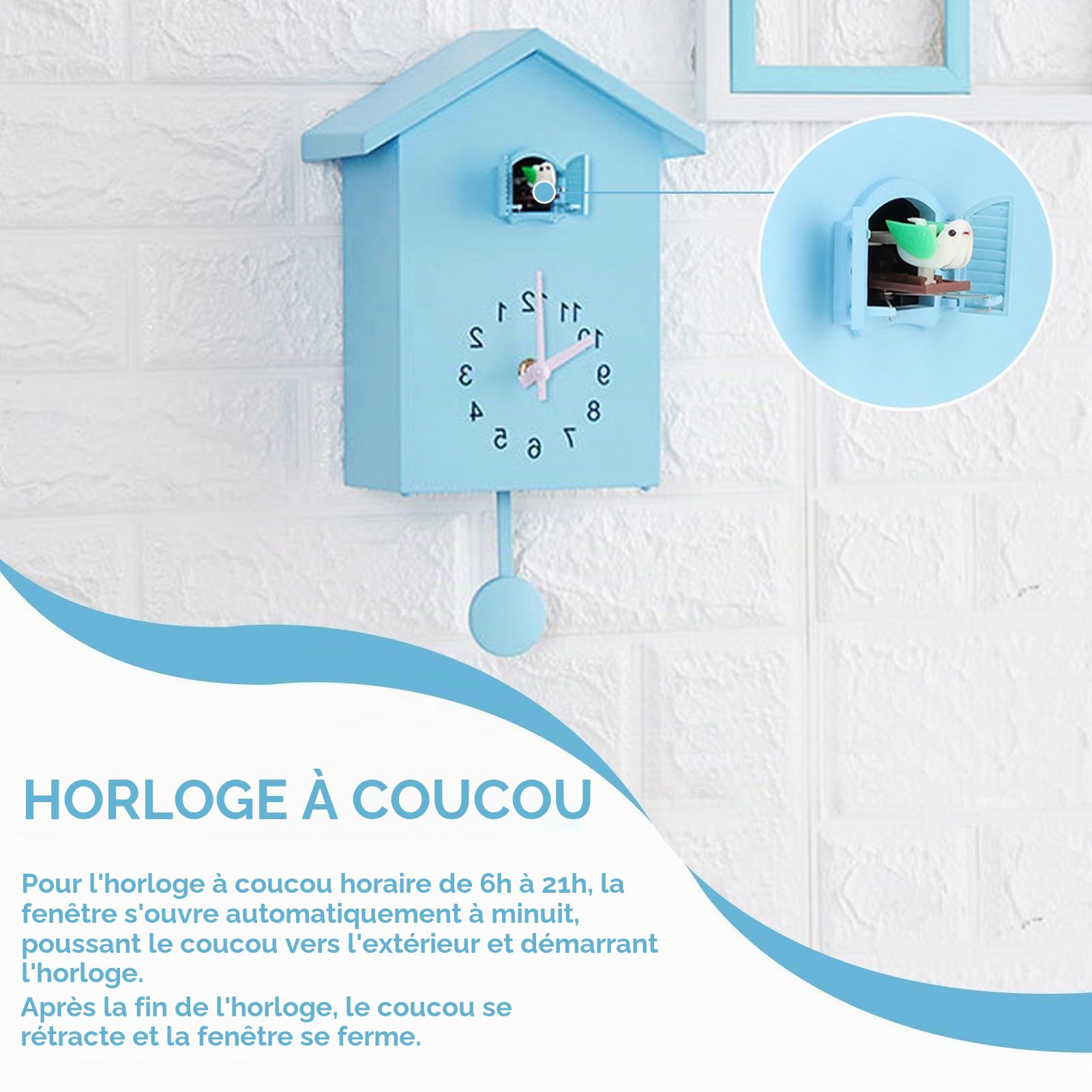 HERCHR Coucou Horloge, Horloge Coucou,Horloges à Coucous avec Pendule, Horloges à coucous Moderne avec Pendule,pendules à coucouss pour Décoration de Maison Salon Bureau, 15 x 9 x 25cm