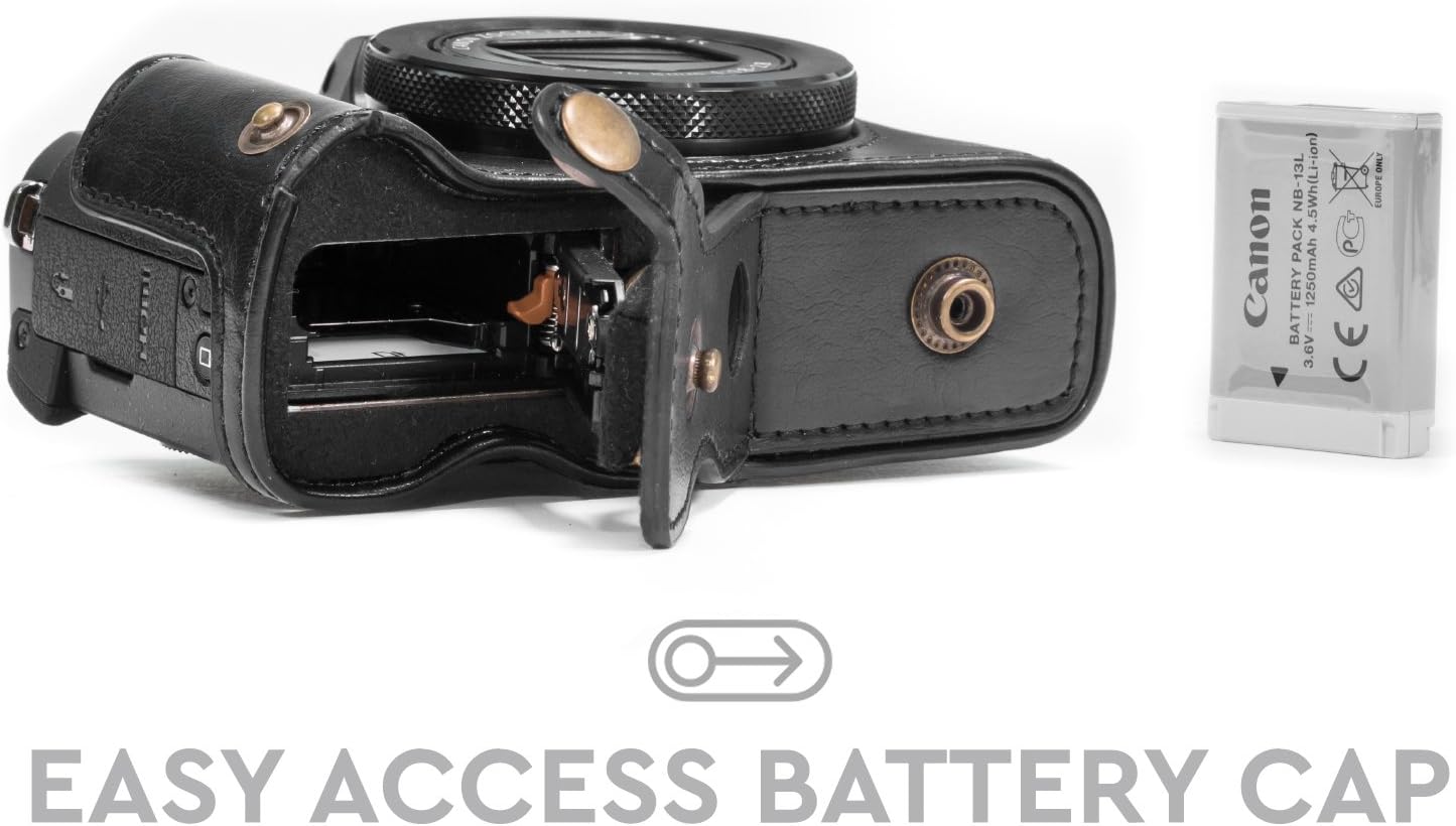 MegaGear Ever Ready Camera Case, Bag for Canon PowerShot G5 X G5X Digital Camera (Black, PU Leather) (MG688)