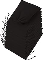 DR Black Cotton Drawstring Bags 8x10 Inch 12 Pack - Reusable Storage for Travel, Wardrobe, Home Organization & Gifts