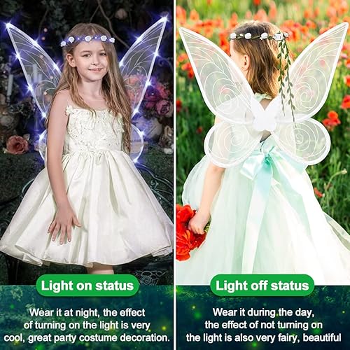 Miniatura 4 de quescu 3 alas de hadas iluminadas para adultos, alas de mariposa LED para niñas, alas de ángel, disfraz de Halloween para niños