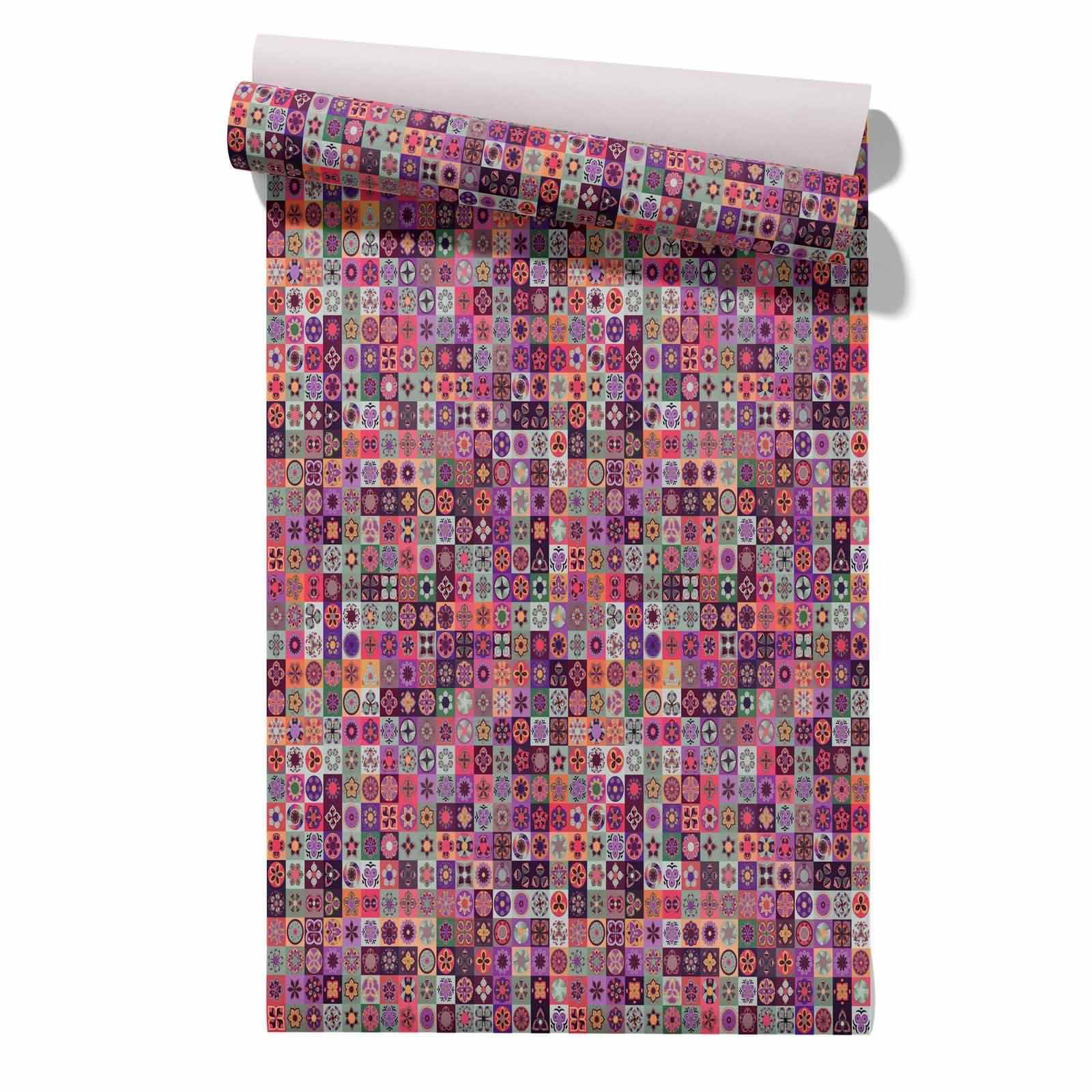 CEVAN Bedroom Wallpaper Border Drawer Liner Large Mandala Ethnic Retro Hode Self Adhesive Coverings for Bad Walls Easy to Clean Waterproof Wallpaper 45x200cm